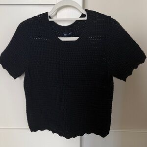 Women’s Gap Crochet Knit Short Sleeve Sweater Top Size Small